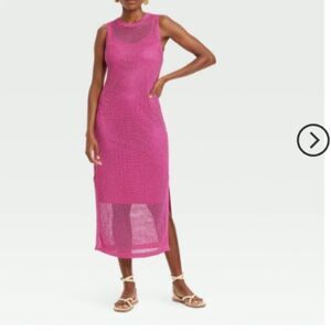 🆕🔥Openwork Midi Tank Dress from A New Day - Pink